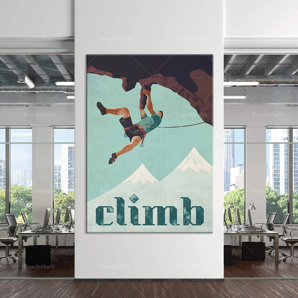 

Retro style rock climbing posters, rock climbing posters, outdoor adventures, travel posters, hiking and hiking posters, mountai