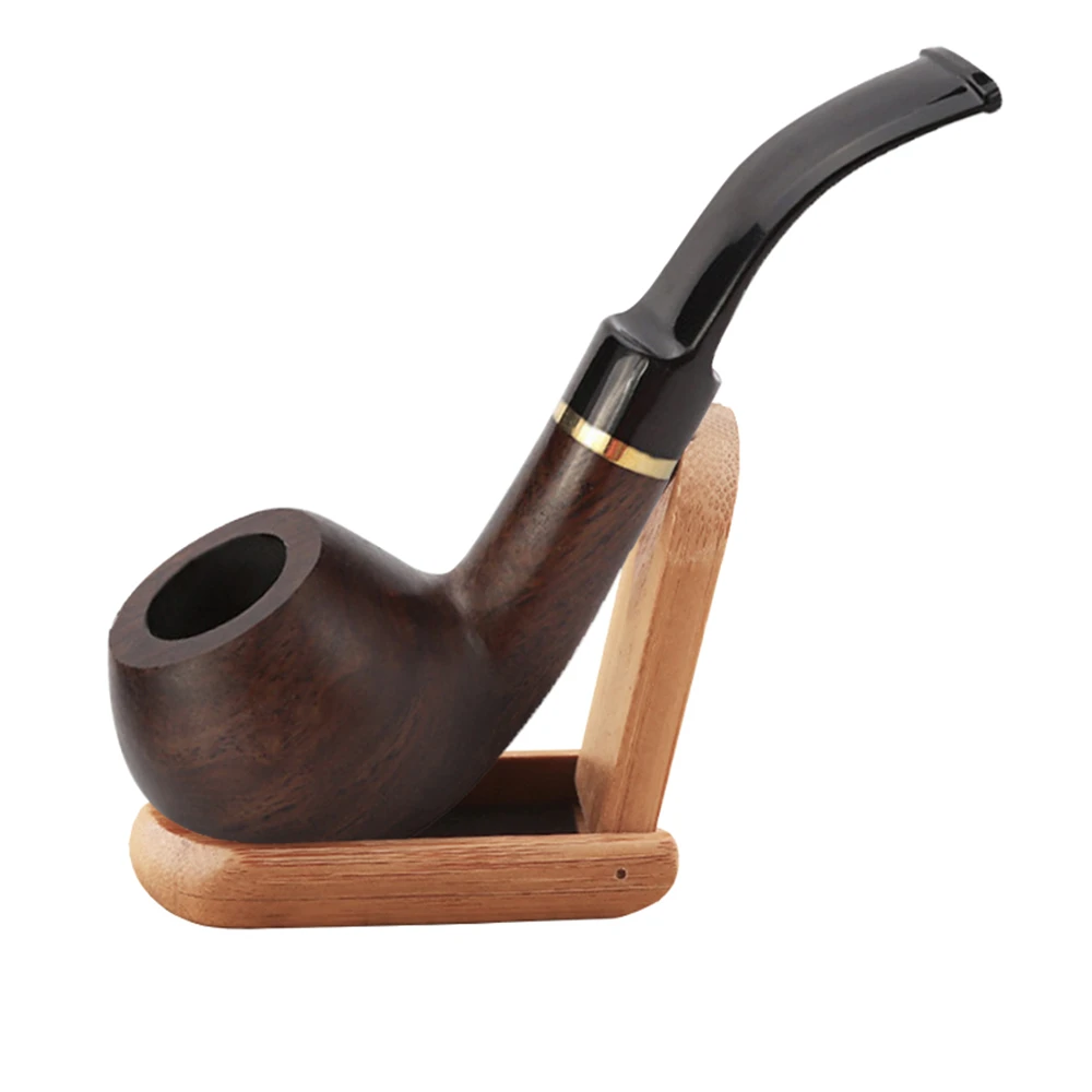 Portable Solid Wood Tobacco Pipe Traditional Style Natural Ebony Wooden Cigarette Filter Handheld Smoking Pipe For Men\'s Gadgets