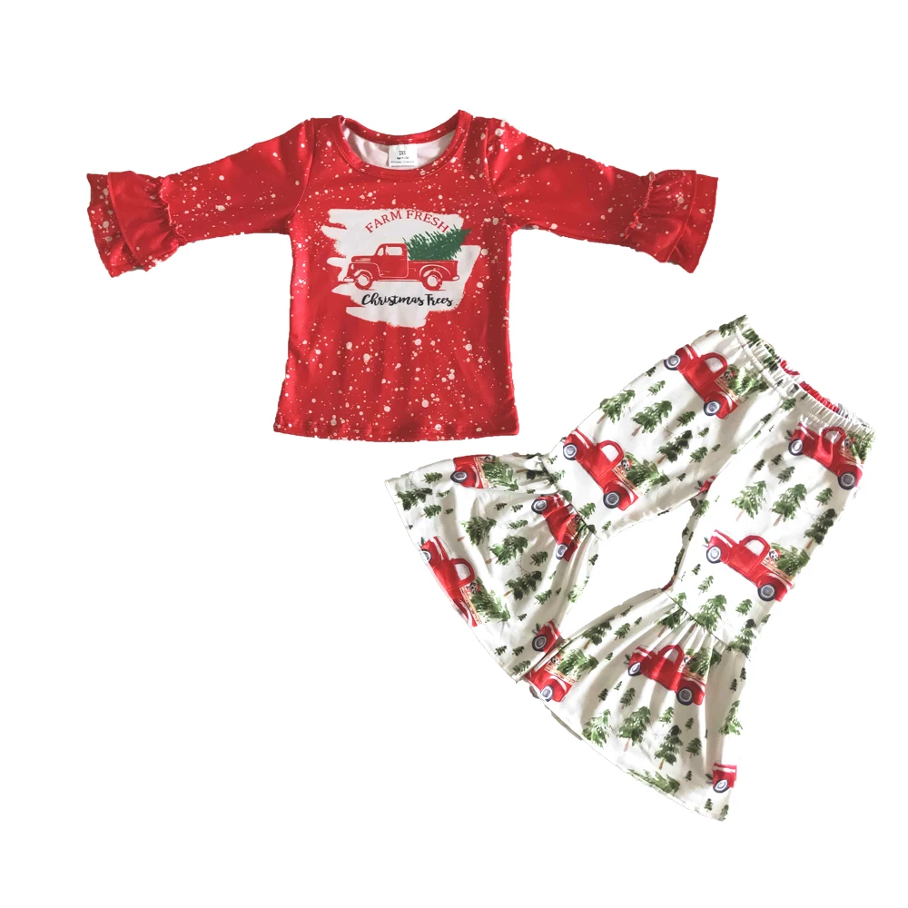 High Quality Kids Winter Clothing Set Baby Girls Red Top And Bell Pants Teenages Christmas Outift