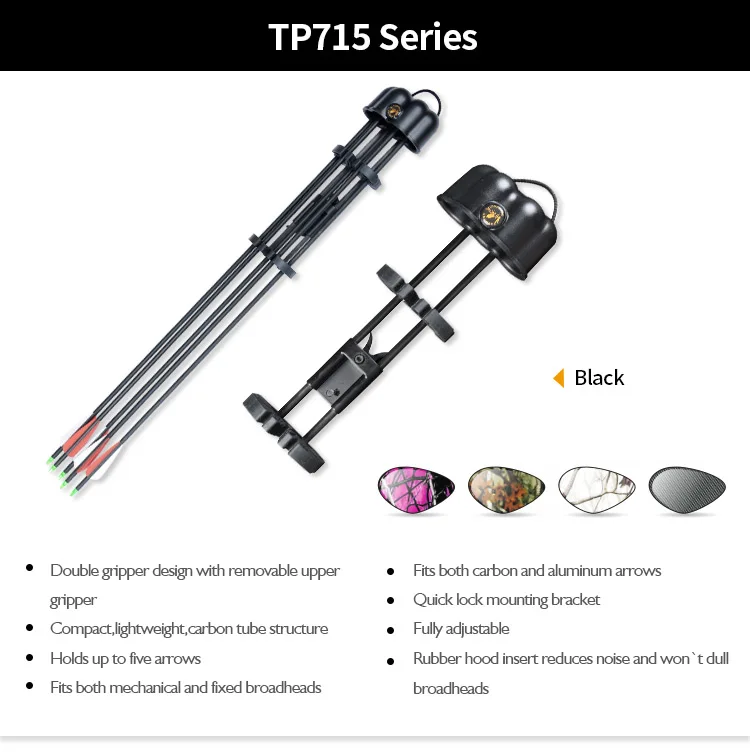 TP715 5 Pcs Arrow Quiver Fully Fully Adjustable 43*19*7cm for Compound/Recurve Bow Archery Hunting Shooting