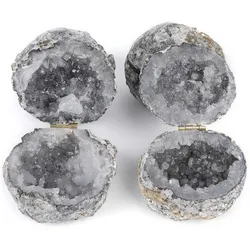 Natural Handmade Storage Agate Geode Necklace Box Rough Quartz Crystal Earring rings Box Crystal Stone Women Jewelry Container