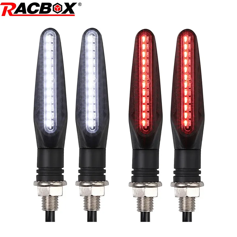 New Motorcycle 24LEDs High Bright Amber Turn Signal Indicator Light Front Rear White Day Running Light Flowing Red Brake Lamps