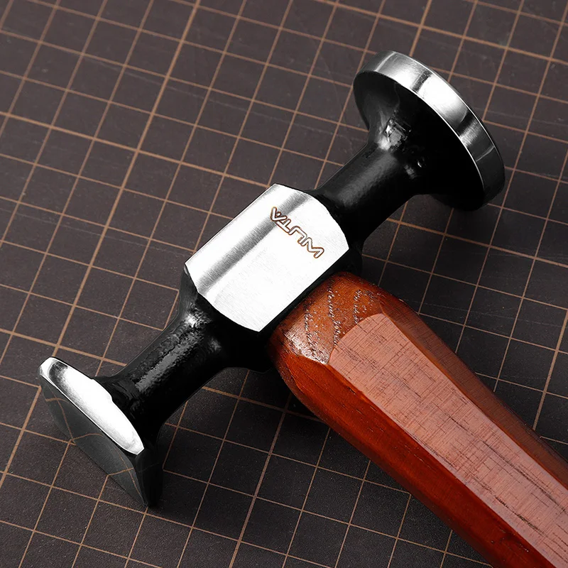 WUTA Leather Mallet Hammer Cobbler Hammer Carbon Steel Double Head Smooth Chasing Hammer for Professional Leather Maul Tools