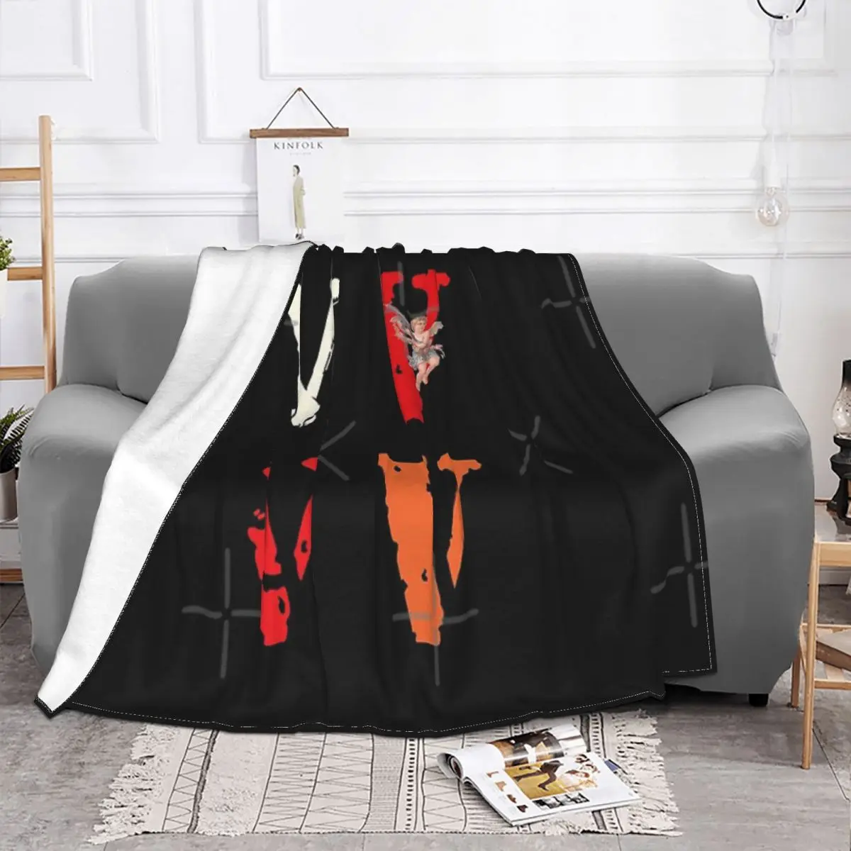 Vlone-Paquete de pegatinas para cama, manta a cuadros para sofá cama, manta de Anime, manta de muselina para cama