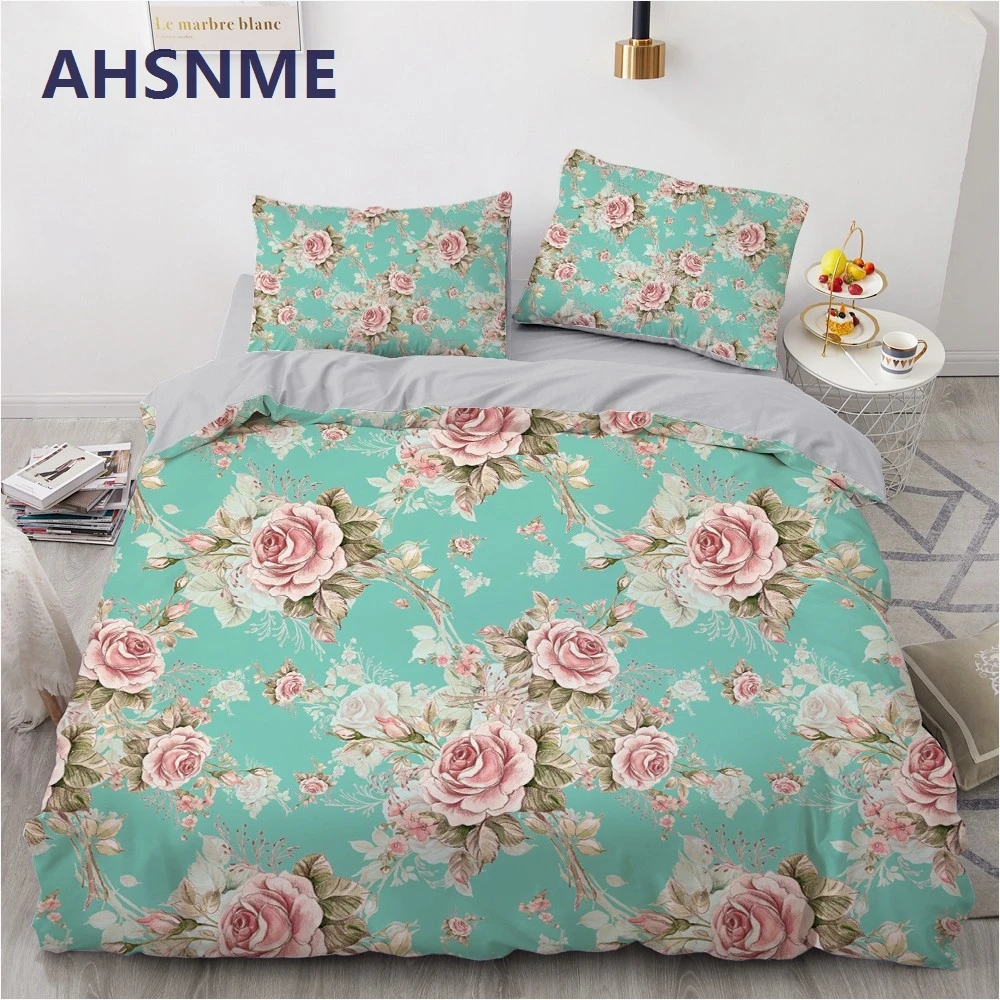 3D Flower Bedding Set Custom Single Double King Size 3PCS Duvet Cover Set Comforter Quilt Pillow Case Rose Bed Set Microfiber