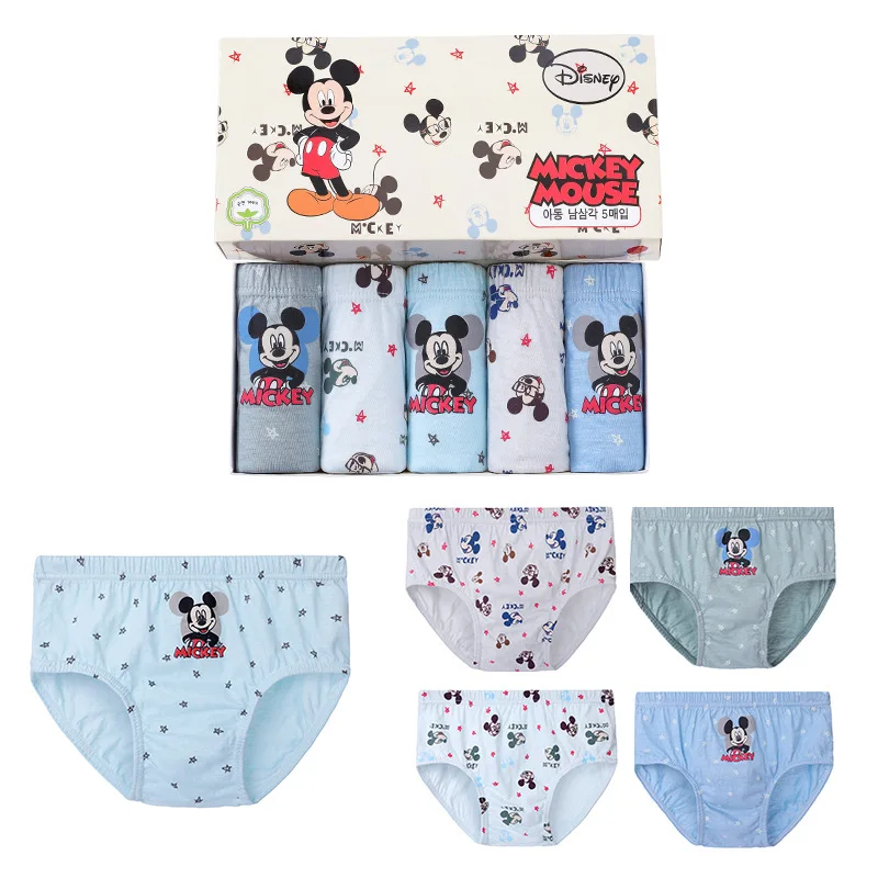 5Pcs Disney Children Briefs Baby Girl Cartoon Underwear Mickey Mouse Frozen Cotton Boy Short Panties Kids Soft Boys Short Briefs