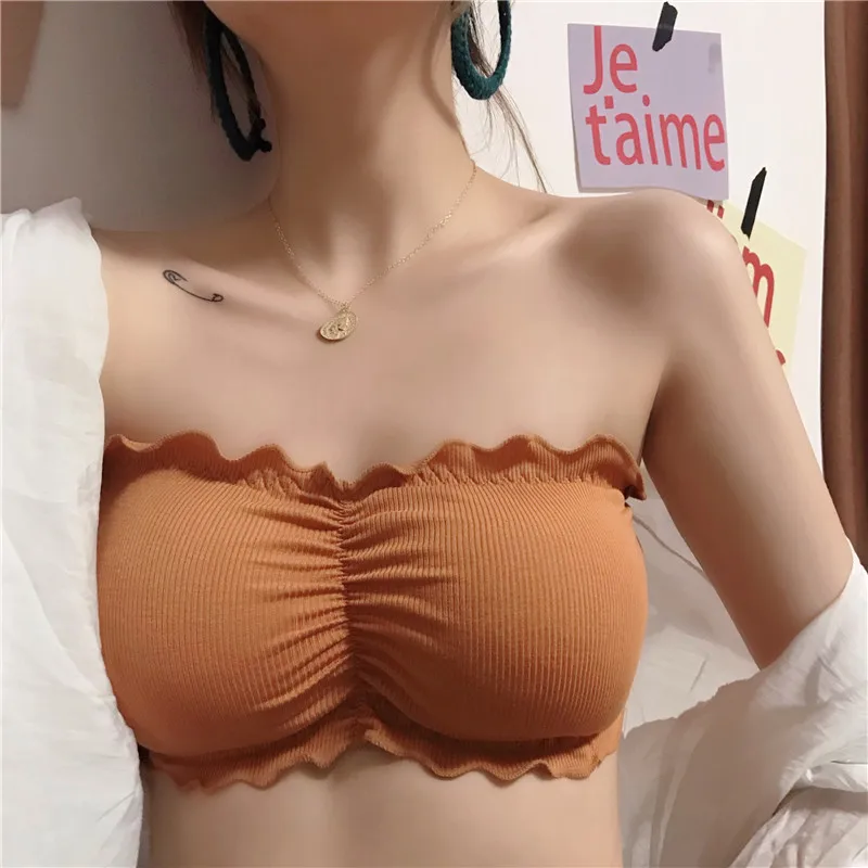 Seamless Strapless Bra One-piece Wrapped Tube Top Removable Pads Bras for Women Soft andeau Sexy Lingerie Tube Tops