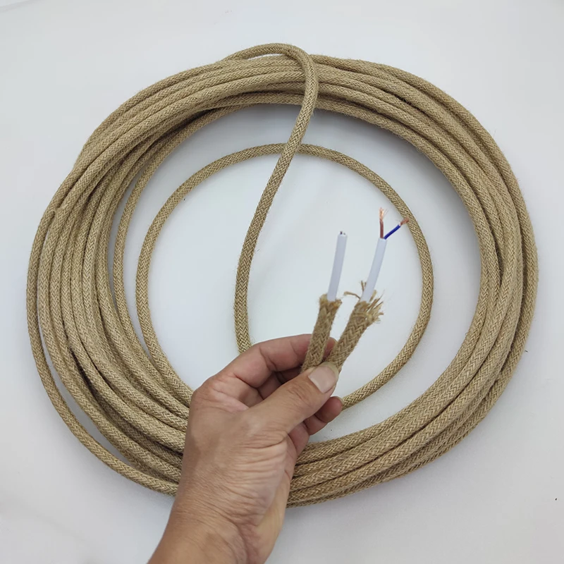 3*0.75mm Vintage RopeTwisted Yellow Electrical Wire  2*0.75mm Hemp Rope Wire Twisted Cable Braided Retro Pendant Light Cord