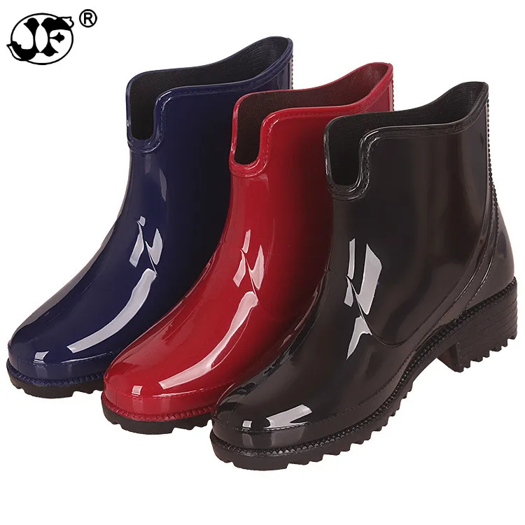 2021 New Rubber Boots for Women PVC Ankle Rain Boots Waterproof Trendy Jelly Women Boot Elastic Band Rainy Shoes Woman88