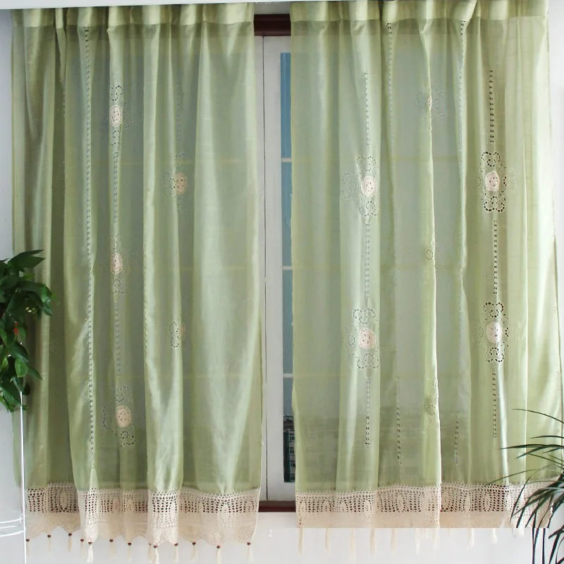 Handmade embroidery curtains, folds yarn fabrics, beautiful hollow out hand crochet balloon curtains, roman blinds with tassels