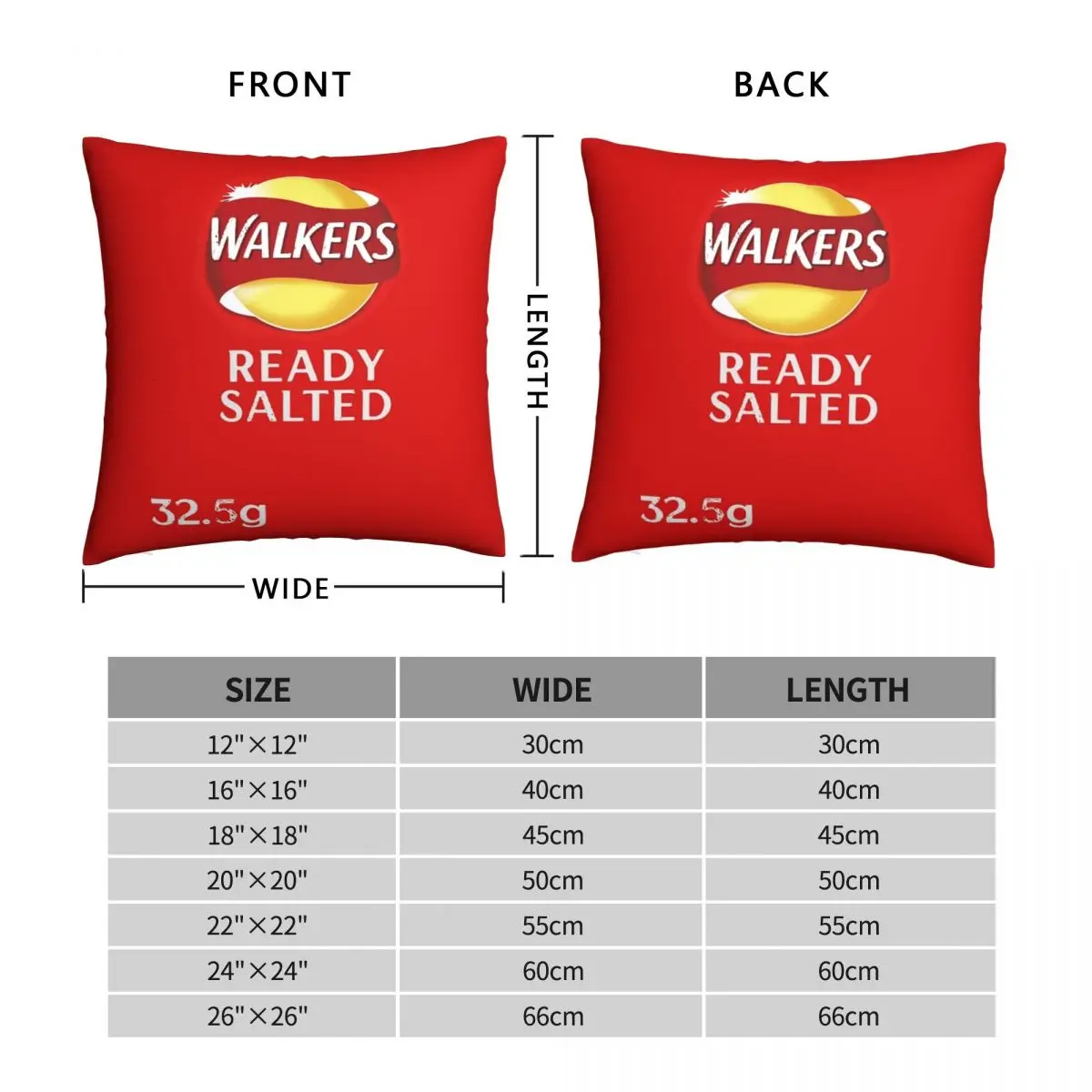 Walkers Ready Salted Crisps Square Pillowcase Polyester Linen Velvet Creative Zip Decor Car Cushion Cover