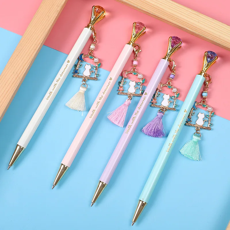 

36 pcs/lot Kawaii Diamond Butterfly Pendant Metal Mechanical Pencil Cute Student Automatic Pen For Kid School Office Supply