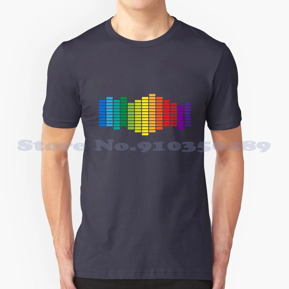 Sound Equalizer 100% Cotton T-Shirt Sound Equalizer Song Potentiometer Music Volume Equalizer Techno And Roll Rainbow