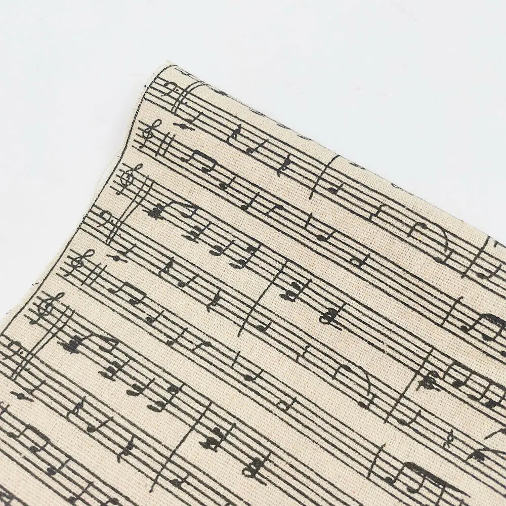 Piano Music Score Printed Fabric Sheet Retro Linen Cotton DIY Handmade Craft Sewing Cushion Tablecloths Decor Material