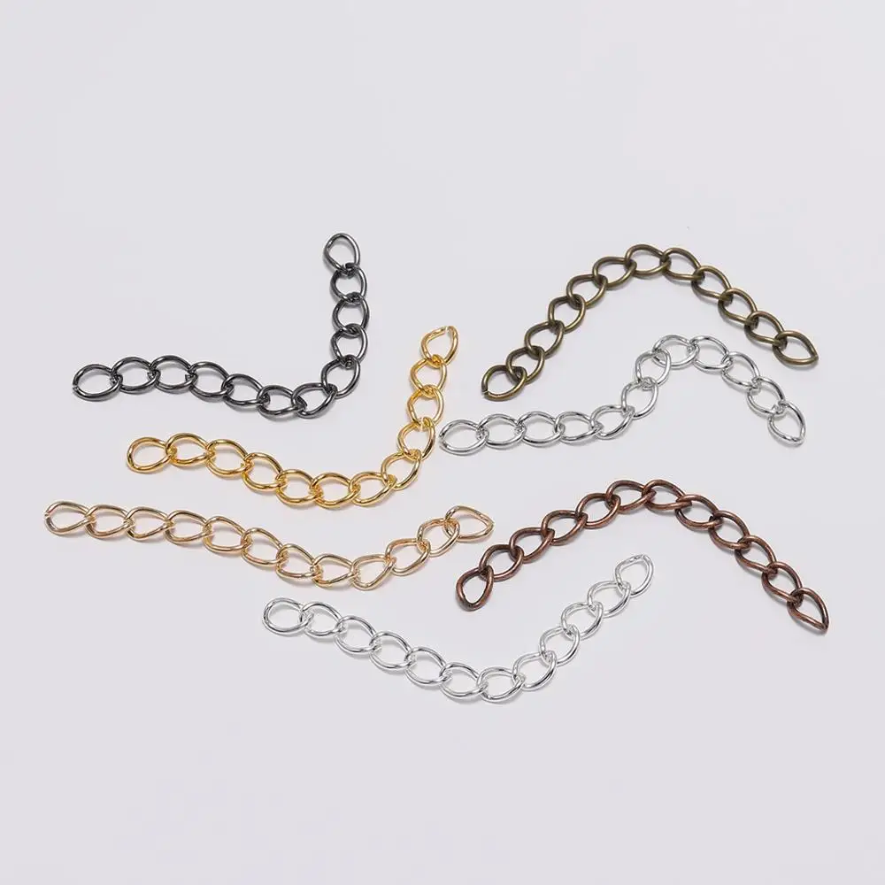 50-100pcs/lot 50mm 70mm  Necklace Extension Chain Bulk Bracelet Extended Chains Tail Extender For DIY Jewelry Making Findings