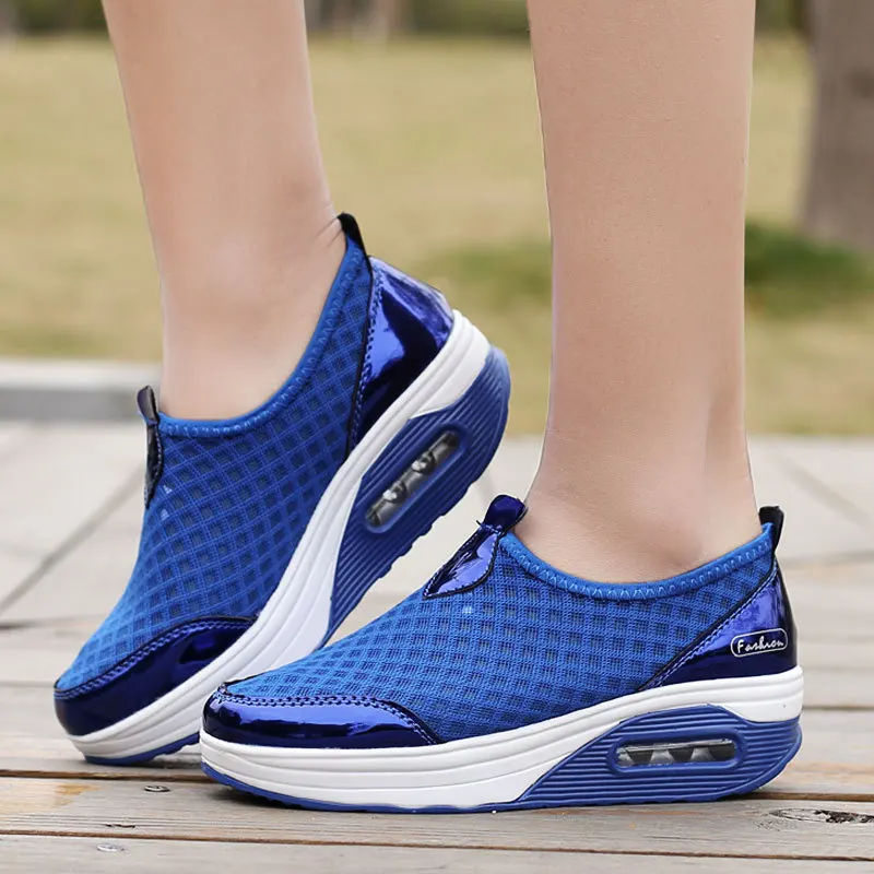 2021Women Casual Shoes  Soft Bottom Walking Shoes Woman Air Mesh Vulcanize Shoes Summer Chunky Sneakers For Basket Femme Wedges