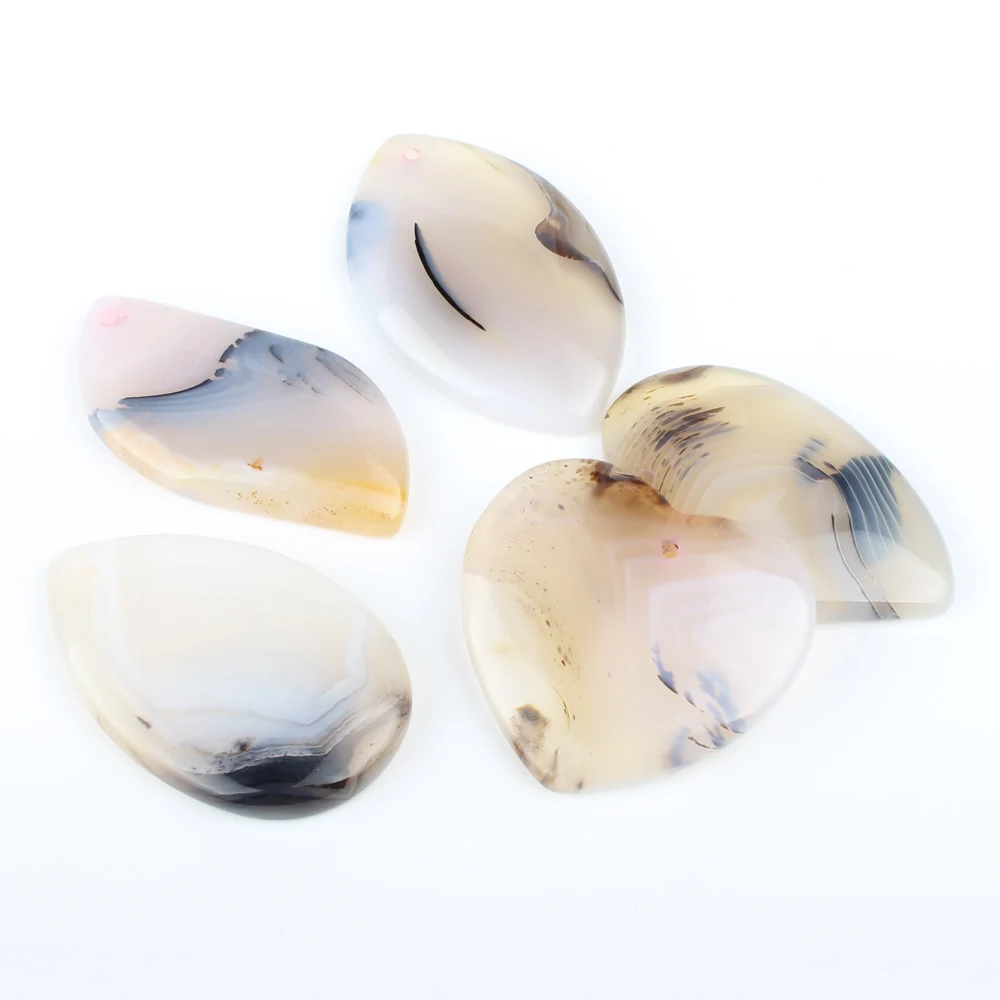 5pcs / Bag Natural Stone 23 * 45 * 7mm-40 * 37 * 6mm Heart Pendant Jewelry Making DIY Necklace Bracelet Jewelry Accessory