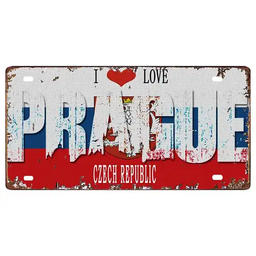 Prague Travel City Car Lisence Vintage Poster Souvenir Metal Sign Retro Plaque For Wall Shop Bar Home Decor 30X15CM  DC-0958A - Image 29