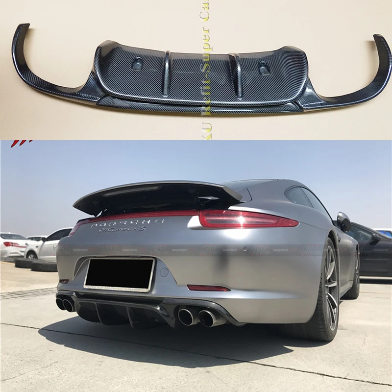 VRS Style Real Carbon Fiber Rear Bumper Diffuser for Porsche 911 991 Carrera & Carrera S Models 2012 2013 2014 2015