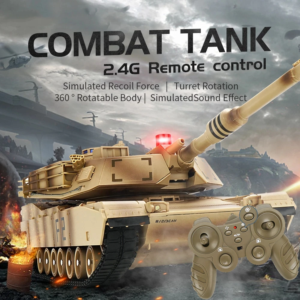 

Intelligent Prgramming RC Battle Tank In Situ Rotation Rotable Turret Simulation Recoil Sound Effect One Key Auto-demo RC Toys