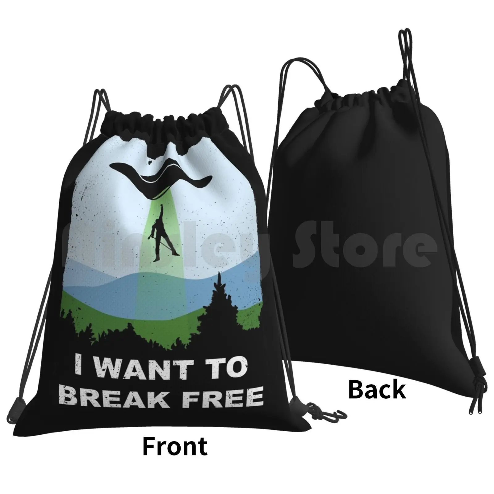 I Want To Break Free-Freddie Returns To Backpack Drawstring Bag Riding Climbing Gym Bag Queen Freddie Brian May Bohemian