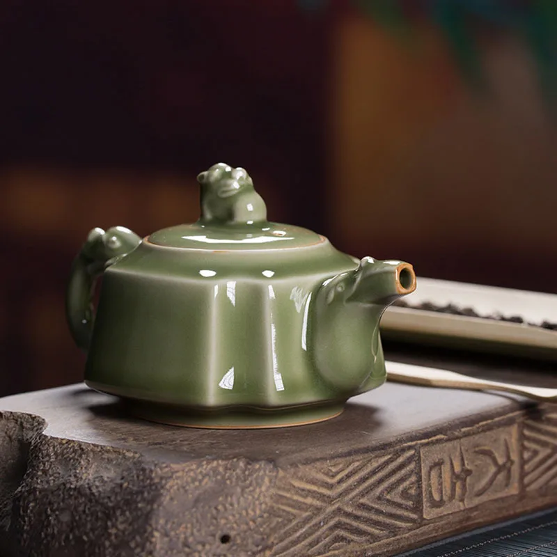 200ml Boutique Longquan Celadon Yue Kiln Antique Teapot Handmade Household Kungfu Teaset Tea Ceremony Accessories Drinkware Gift