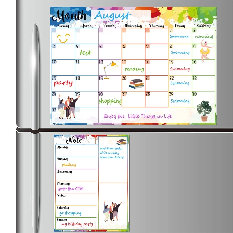 Soft Magnetic Whiteboard Monthly/Weekly Schedule Self-discipline Soft Whiteboard Message Schedule for Home Office Fridge