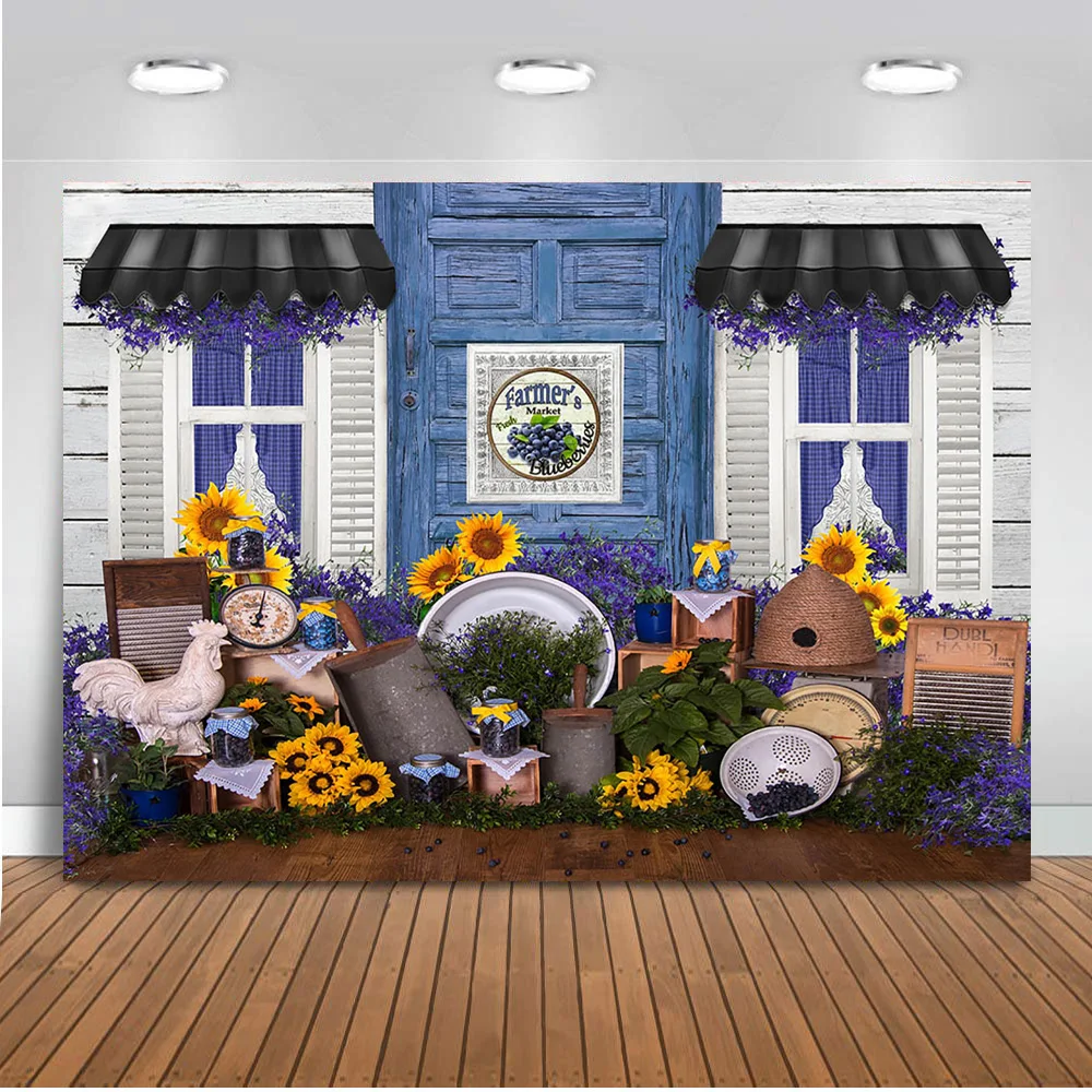 Farmer's Market Photo Background Sunflower Lavender House Spring Wedding Bride Backdrop Kids Newborn Photographic Photo Studio