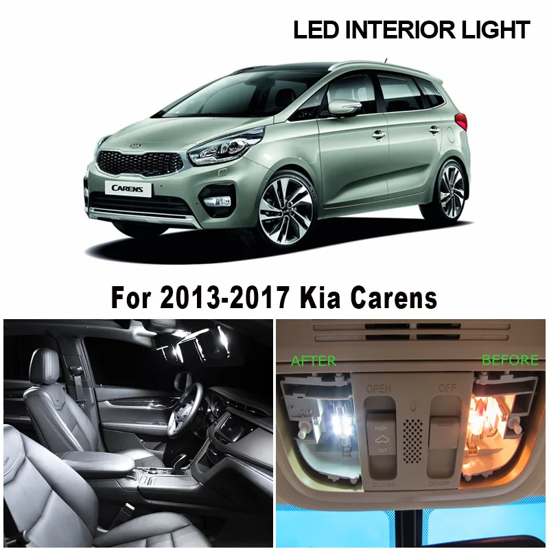 11pcs Canbus Car LED Interior Dome Map Reading Light Kit For Kia Carens For Rondo 2013 2014 2015 2016 2017 License Plate Lamp