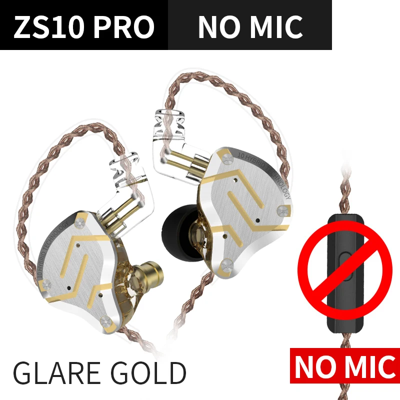 KZ ZS10 Pro Ruisonderdrukkende oortelefoon 4BA + 1DD Hybride 10 drivereenheden HIFI Bass-oordopjes in-ear monitor Metalen headset