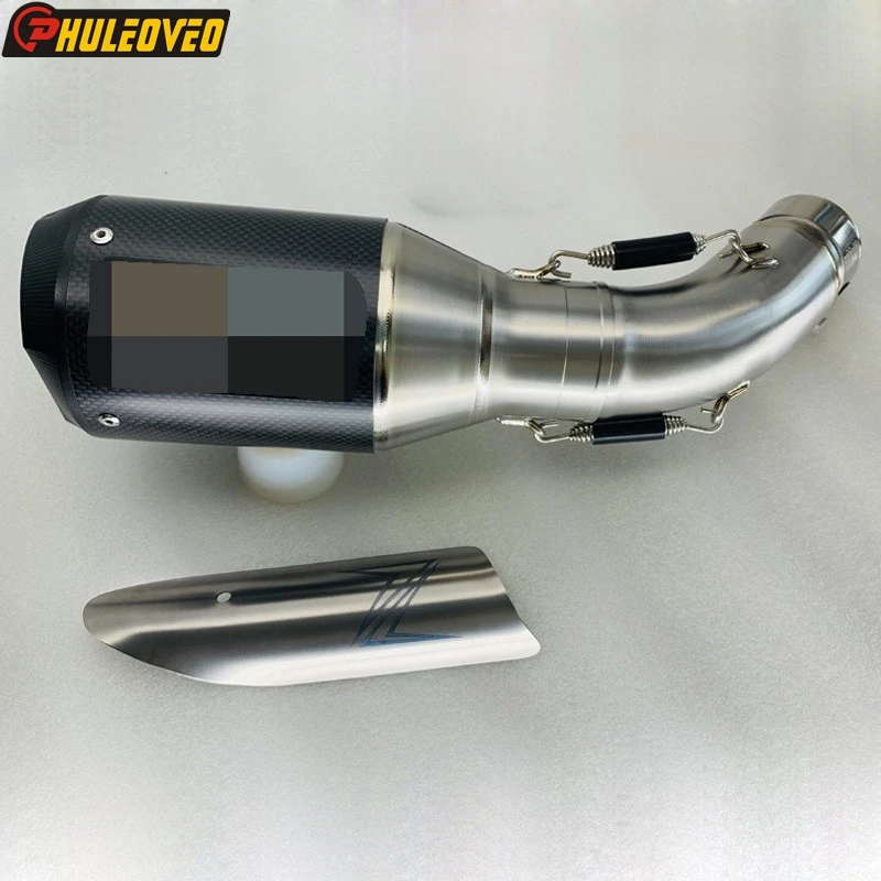 For Kawasaki Z900 2012-2021 Motorcycle Exhaust Muffler Middle Link Pipe with Real Carbon Exhaust Titanium Shield Cover DB Killer