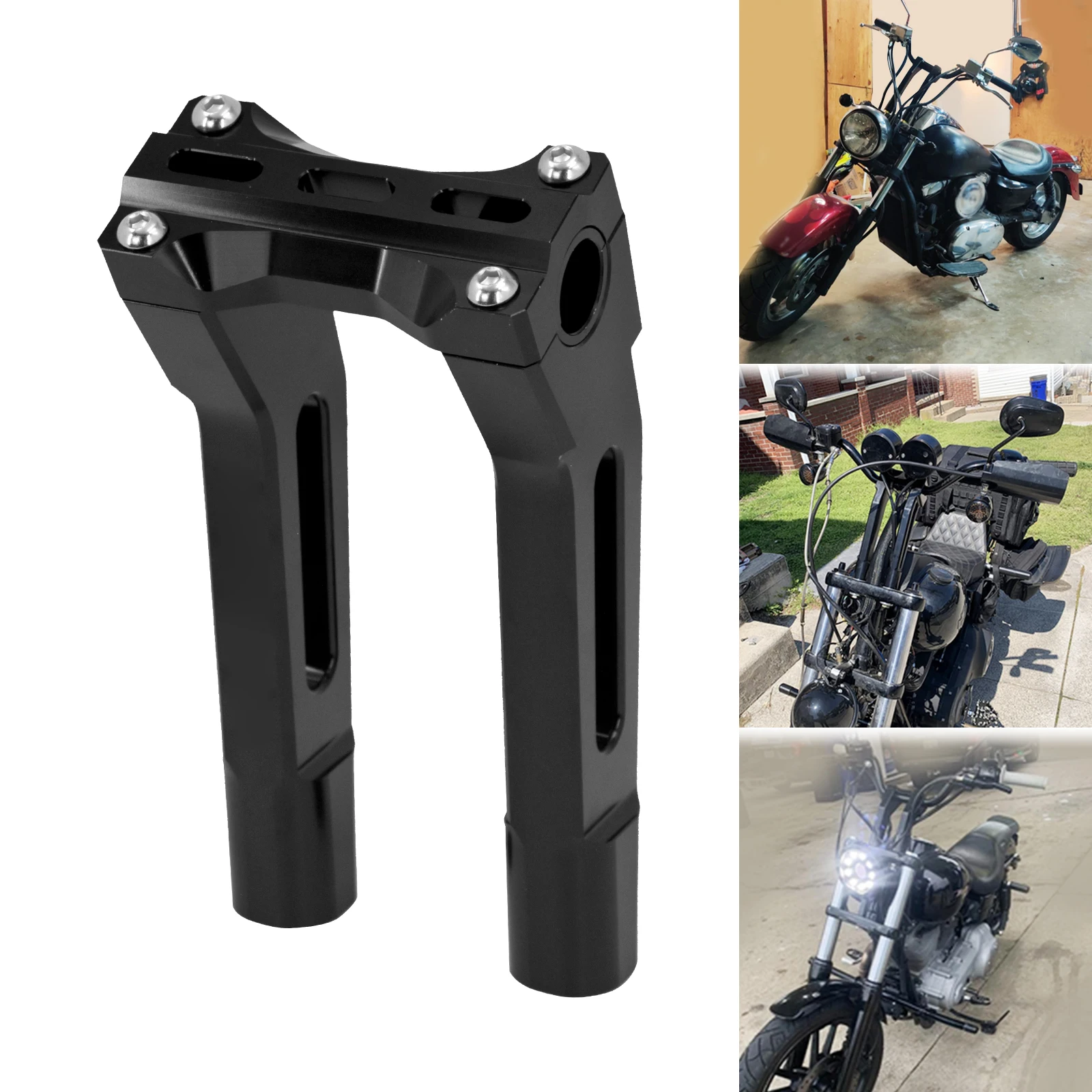 Motorfiets 10 ''Stuurrisers Klem Pullback Zwart Voor Harley Touring Sportster Xl Xr Dyna Softail Electra Glide Fatboy Fxdb