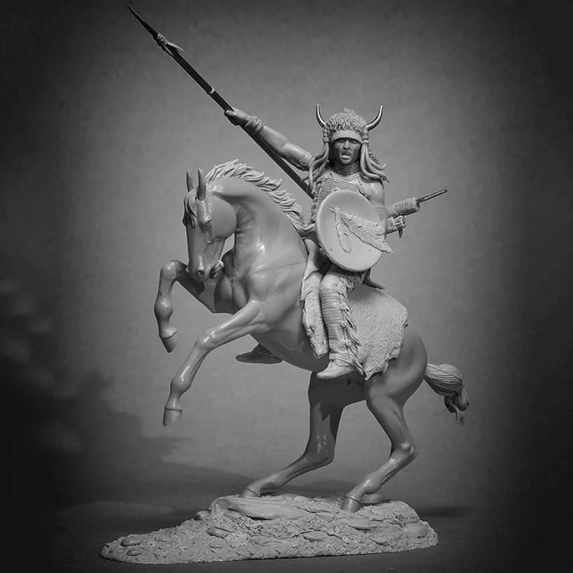 Unassambled 1/32 ancient warrior officer with horse   Resin figure miniature model kits Unpainted