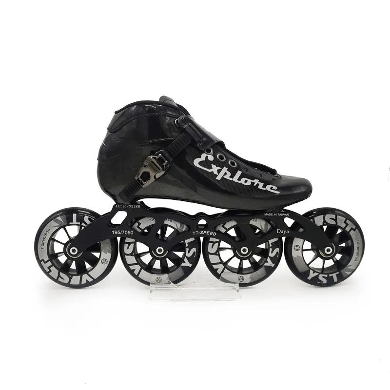 Łyżwy szybkie z włókna węglowego buty dla dorosłych mężczyzna kobieta łyżwiarstwo szynowe patines 4 koła 90mm 100mm 110mm sportowe trampki z włókna
