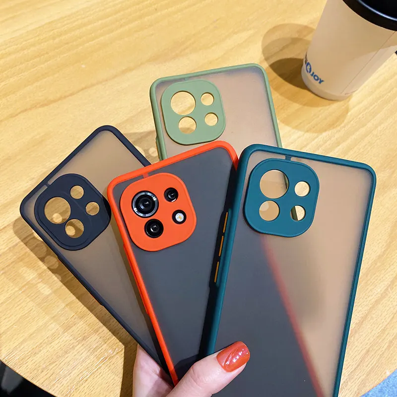 Stoß feste Rüstung matt klar Fall für Xiaomi Mi 11 Lite Ultra 10t Lite Poco F3 X3 GT Redmi Note 7 8 9 9s 10 Hard PC Stoßstangen abdeckung – Detail 1