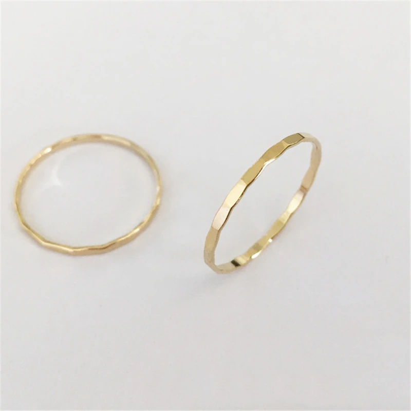 14K Gold Filled Hammered Stacking Ring Boho Minimalist Knuckle Ring Gold Jewelry Anillos Mujer Gold Rings for Women
