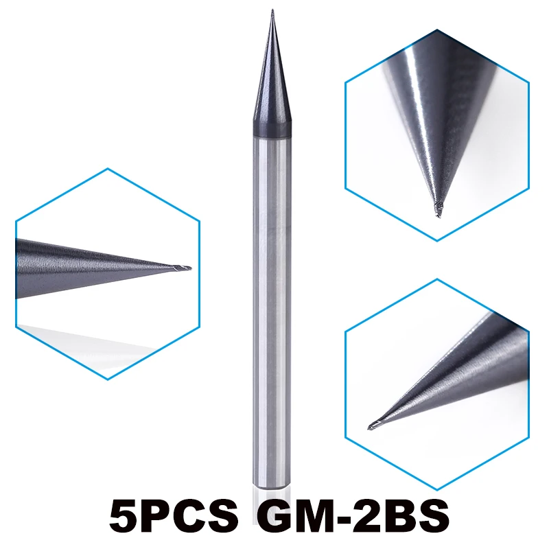 5pcs/lot GM-2BS micro size end mill 2 flutes ball nose end mills end milling cutters for mold making for cnc milling machine