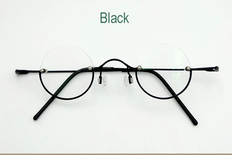 Vintage Kleine Runde Halbrand-Lesebrille mit Blaulichtfilter, Retro Runde Rahmenlose Presbyopie Korrektionsbrille – Detail 3