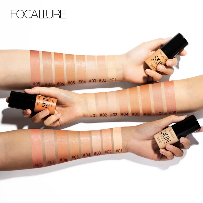 Focallure 8 Colors Face Foundation Makeup Base Liquid Foundation Cream Full Coverage Concealer Moisturizing Face Make Up