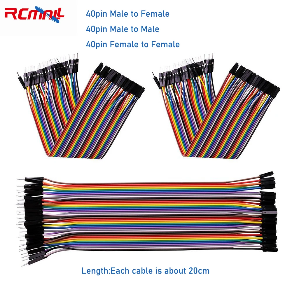 

Dupont Wire Ribbon Cable 40pin Male to Female 40pin Male to Male 40pin Female to Female Breadboard Jumper Wires for Arduino