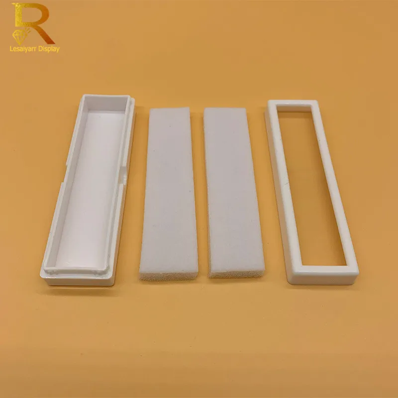 12 Stück 3 x 10 cm Edelstein-Display-Kunststoffbox, Aufbewahrungsbehälter für Edelsteine, Diamanthalter, Organzier, transparenter Acryldeckel und weißer Schaumstoff