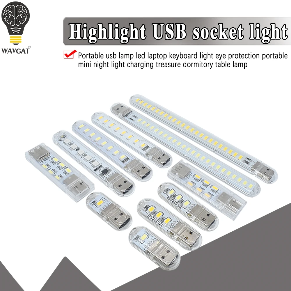 USB LED Book Lights 2-24LEDS SMD 5630 5730 LED Bulb 5V Power Input White 5000-6500K Warm White 3000-3500K USB Night light