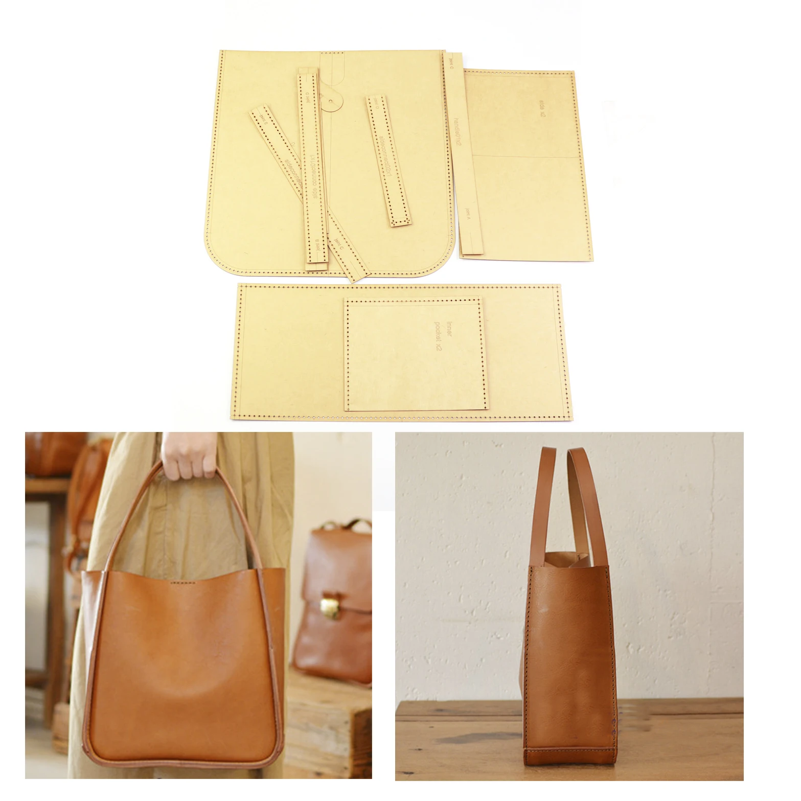 diy Leather kraft women handbag bucket kraft paper die cutting template pattern hollowed stencil 24x23x12cm