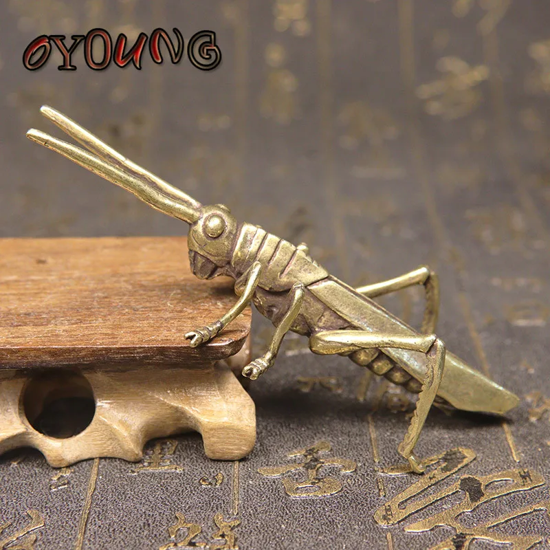 Copper Locust Small Ornaments Vintage Brass Animal Grasshopper Figurines Home Decor Statue Crafts Desk Decorations Accessories