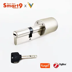 Smart9 ZigBee Smart Lock Core Cylinder Working with TuYa ZigBee Hub, Battery Powered And Chip-encrypted Keys Powered by TuYa