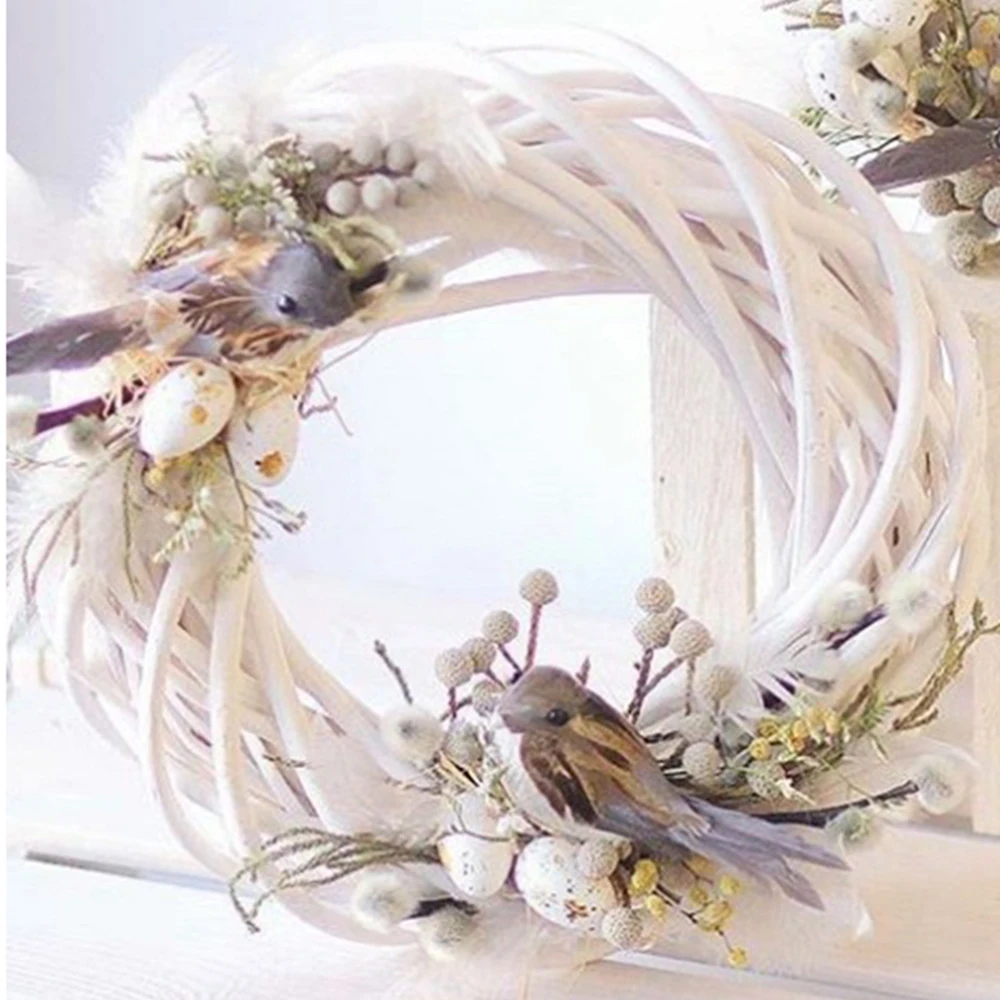 

10/20/30cm White Wicker Wreath Decor Rattan Ring Artificial Flowers Garland Dried Flower Frame Craft Accessories DIY Garland