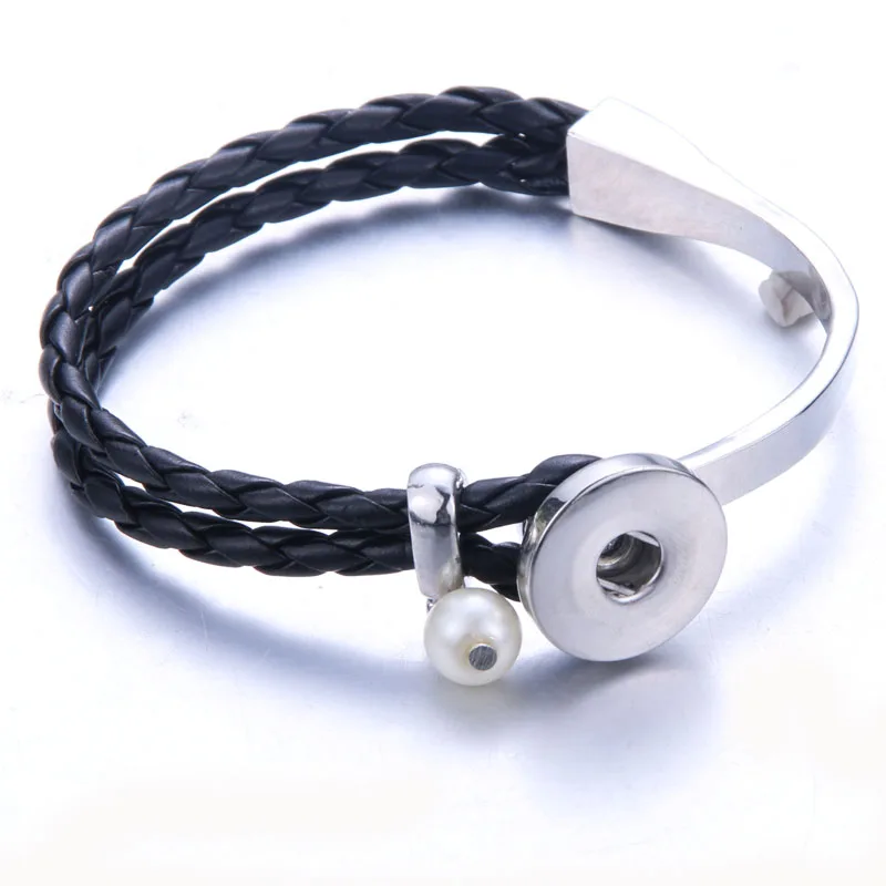 New Black 18mm Snap Button Bracelet & Bangles High Quality Rubber Bracelets For Snap Jewelry 5484