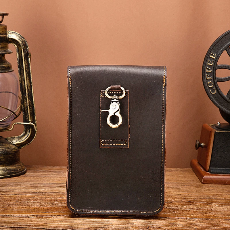 Quality Crazy Horse Leather men Vintage Travel Belt Fanny Waist Pack Design Bum Hip Bag 6