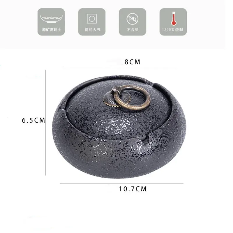 Round Ceramic Ashtray Living Room Anti Fly Ash with Lid Ashtray Cigar Ashtrays Home Decoration Accessories Send Boyfriend Gift