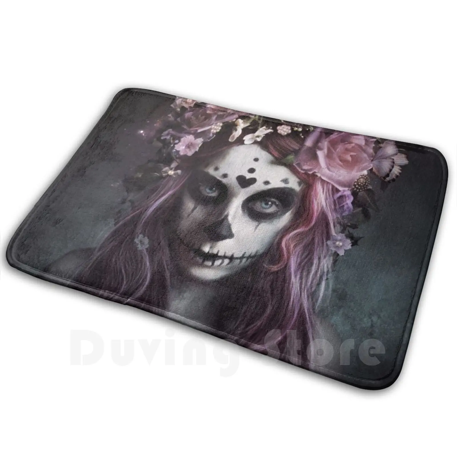 

Dia De Muertos Mat Rug Carpet Anti-Slip Floor Mats Bedroom Dia Muertos Sugar Sugarskull Diadelosmuertos Pink Gothic Dark